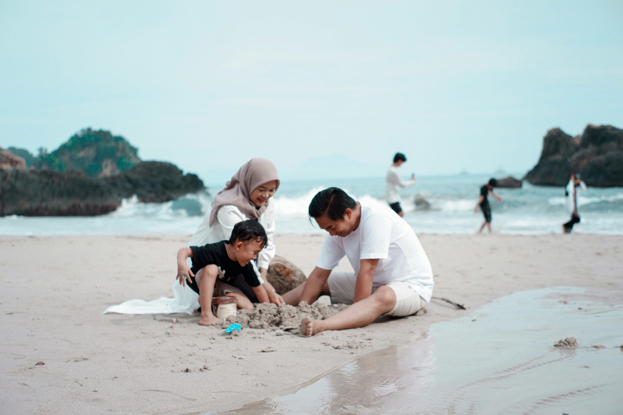A family at the beach